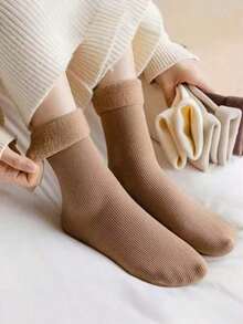 5 Pairs Women's Winter Thermal Socks - Ultra Soft Thermal Lined & Non-Slip |     Indoor Cozy House Socks For Snow Boots |     Cold-Proof Essentials (Assorted Colors) - 1PC多色 - 查看 9