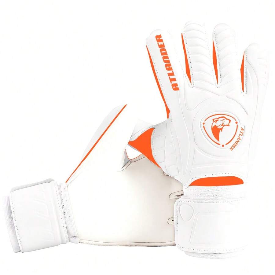 1 Pair Latex Football Goalkeeper Gloves Fingersave Kids Children Youth Thickened Football Comfortable Breathable Durable Anti-Slip Professional Finger Protection Save Guard Match Training Wrist Strap Goalkeeper Soccer Outdoor Sports Boy Girl Goalkeeper Goalie Gloves White - White - View 1