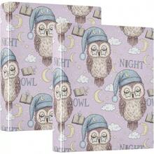 Lavanda Night Owl Cozy 3 carpetas anilladas de 1.5 pulgadas con cubierta de bolsillo, paquete de 1/2 carpetas universitarias para estudiantes, 200 hojas - multi - Ver 12