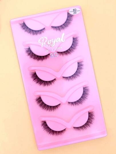 5 Pares De Cílios Postiços Longos Estilo Cruz 3D Densos , Intensificadores De Olhos T-688-5