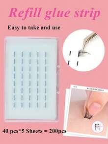 200片自粘假睫毛簇，防水，可重复使用，持久粘性，睫毛嫁接工具，睫毛胶替代品，化妆工具，假睫毛簇粘条 - 黑色 - 查看 10