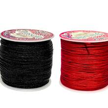 180 Metros-hilo Chino Para Pulseras 0.8mm- 2 Carretes Diy - negro-rojo - Ver 1