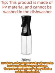 1个200毫升/300毫升/500毫升家用厨房PP喷雾瓶，控油喷雾，减少油脂含量，适用于烤盘、空气炸锅、橄榄油等，可喷洒橄榄油、酱油和醋 - 非常适合空气炸锅、烧烤、沙拉和烘焙 - 厨房用品，橄榄油喷雾瓶 - 黑色 - 查看 14