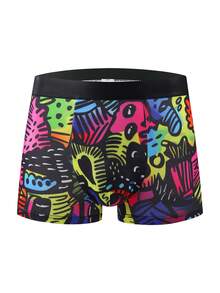 10pcs/Pack Assorted Printed Pattern Men's Briefs, Comfortable Boxer Shorts, High Elastic Mid-Waist Sports Underwear, Fashionable Men's Underwear, Printed Boxer Briefs - Multicolor - View 3