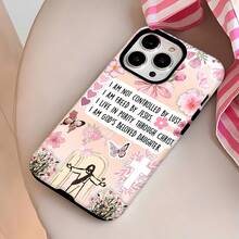 Estuche para teléfono inspirador de flores y mariposas Compatible con estuches para teléfonos   17  16 Pro Max  15 Pro Max  13 y  12 Hecho de material TPU a prueba de caídas, resistente al desgaste y cómodo de sostener Un gran regalo para familiares, amigos, seres queridos, novios / novias y para Navidad y Año Nuevo - Blanco - Ver 2