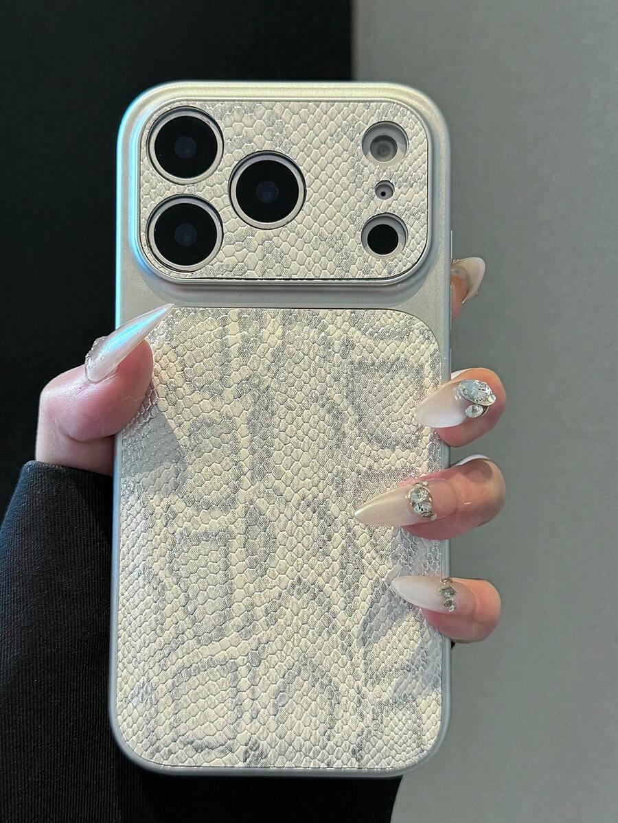 1pc Leopard Print & Golden Element PU Leather Protective Phone Case, Compatible With IPhone 17Pro/17/Air/17Promax/11/12/13/14/12 Pro Max/16 Pro/15 Series With Lens Protection, Holiday Gift - Multicolor - View 1