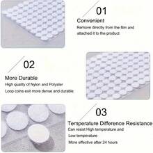 1008片黑白自粘式10mm直径魔术贴条，多用途工艺胶带，适用于家庭和办公室、服装DIY项目，2片/对 - 白色 - 查看 5