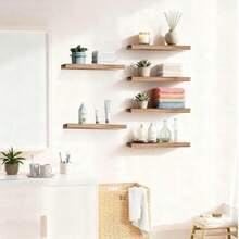 6 Pzs Repisas Flotantes de 50*15*2.5cm, Estantes Flotantes Soportar Hasta 15 kg, Repisas Flotantes de Pared, Estante de Almacenamiento Flotante Simple y Moderno para Sala, Baño, Dormitorio y Cocina(default) - Multicolor - Ver 6