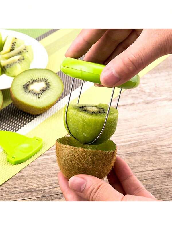 1/2 Pcs Convenient Efficient Style Gray&Black Minimalist Kiwi Peeler Splitter Plastic Convenient Small Knife + Ergonomic Handle Labor-Saving & Anti-Slip/Undamaged Fruit/Easy To Clean For Outdoor Picnic/Fruit Party/Daily Use