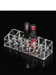 1个透明亚克力12格口红唇彩展示架，桌面水晶化妆品收纳盒 - 無色 - 查看 9