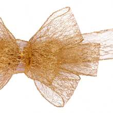 Adorno de lazo para árbol de Navidad, romántico lazo de tul transparente, decoración para San Valentín, manualidades, bodas, fiestas y eventos. - oro - Ver 5