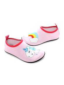أحذية مائية سريعة الجفاف مانعة للانزلاق للبنات بتصميم وحيد القرن الوردي والنمط للشاطئ والسباحة