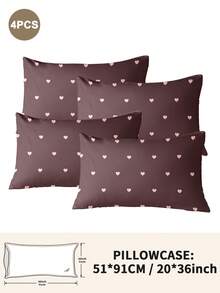 1pc/2pcs/4pcs Polyester Pillowcase Set With Bow & Heart Pattern, Soft & Comfortable, Suitable For All Seasons - Multicolor - View 38