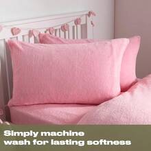 Brentfords Forest Green Teddy Fleece Duvet Set, Fleece Bedding King Size Christmas Duvet Set Ultra Soft Warm Comfy Cosy Winter Bed Set With Pillowcases - Pink - View 5