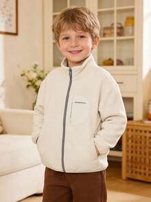 Balabala 2026 青少年男童春季防静电轻薄字母印花拉链休闲宽松外套