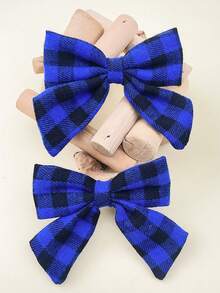 2pcs Plaid Pattern Hair Clips, Back To School Hair Accessories Designed For Girls, Suitable For New Year Party, Christmas, And Back To School Season - Multicolor - View 5