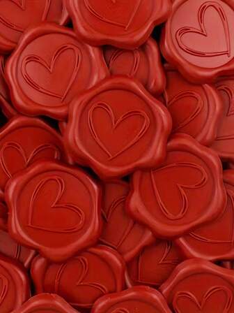 20/5pcs Heart-Shaped Self-Adhesive Wax Seal Stickers, Brown-Red Heart Design, Plastic Material, Suitable For Invitations, Weddings, Valentine's Day, Mother's Day, Valentine's Day Decorations, Valentine's Day Gifts, Valentine's Day Parties, Holiday Gifts And Valentine's Day Envelope Decorations