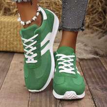 Sepatu Sneakers Wanita Kasual Serbaguna Ringan Anti Selip Bertali, Gaya Kampus 2024 - Hijau - View 14