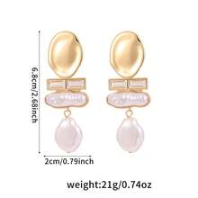 1对女士时尚珍珠耳环，巴洛克珍珠镶嵌优雅耳环，女士最佳礼物之选 - 白色 - 查看 7