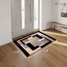 1 pieza Alfombra lavable de lana sintética con patrón geométrico moderno, apta para sala de estar y dormitorio - Multicolor - Ver 16