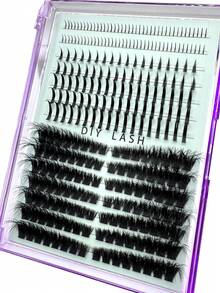 Perfect Combination Packaging Of 310/282 Bottom +Spiky Lashes+50D/80D/100D Basic Single  Clusters Eyelashes, One Box Solves The Perfect Manga Eye Makeup,D Curl Large Capacity False Eyelashes Divided Into Height, Left+Right For Paired Single Cluste Match Mixture Of Spike Lashes And Bottom Lashes, Fluffy. Thick. Soft. Lightweight False Eyelash Set, Comfortable To Wear. Enlarging Your Eyes, Lifting Eye Tails, DIY Eyelash Extension, Eyelash Extension. Daily Life&Weddings&Dates&Parties&Music Festivals&Halloween Use Lashes Individual Clusters Eyelash - Black - View 4