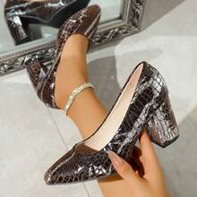 Women's Fashion High Heel Sandals, Solid Color - Dark Brown - View 8