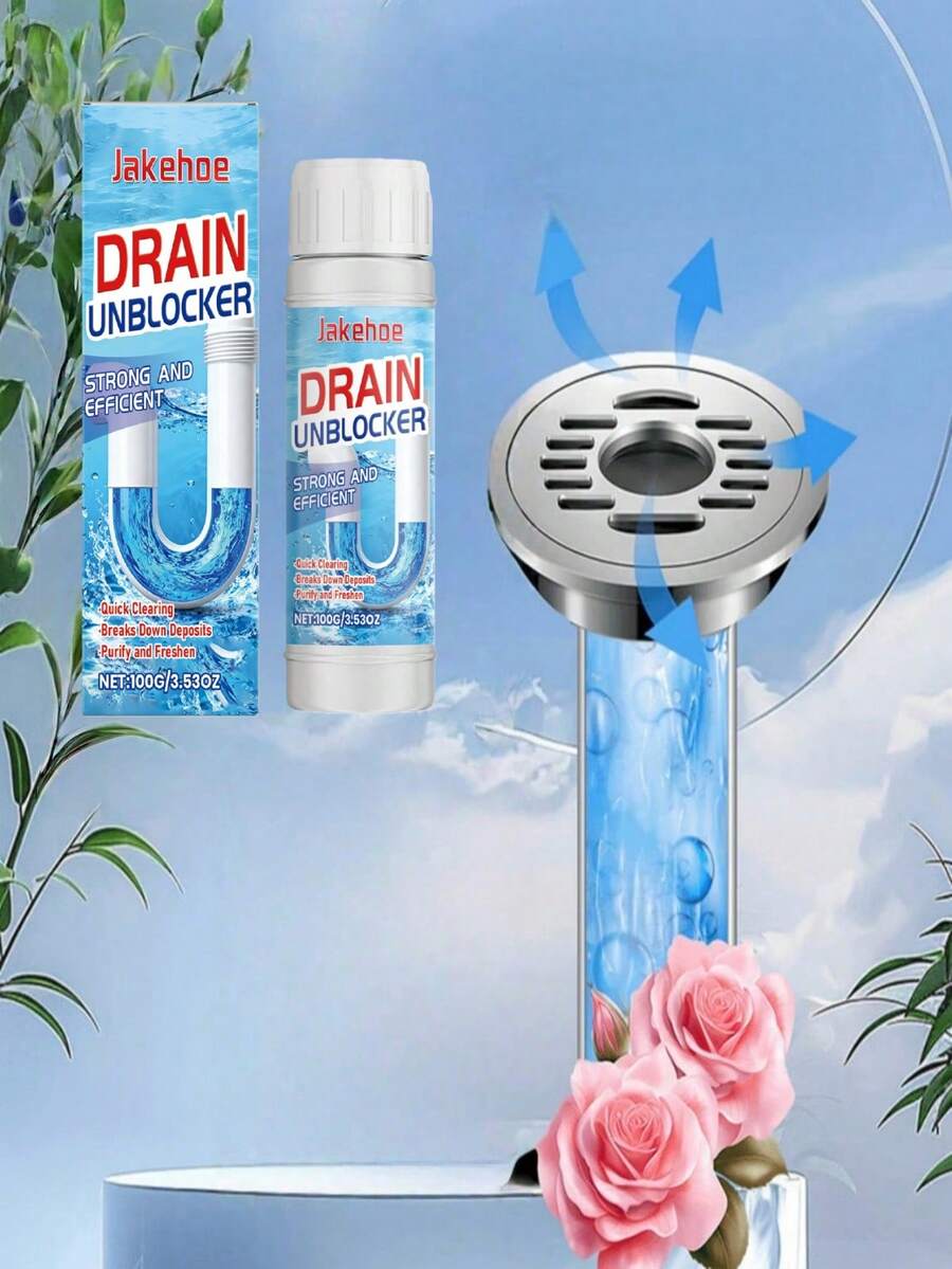 Jakehoe Polvo Limpiador de Desagües, Desobstrucción Rápida de Desagües para Cocina, Baño, Tuberías, Desodorización, Desincrustación, Solución de Limpieza de Desagües Conveniente y Efectiva, para Tuberías - En polvo - Ver 1