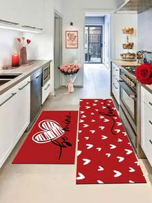 1件红色节日圣诞厨房地垫，圣诞假日厨房地毯，圣诞格子图案走廊地毯，圣诞装饰，可水洗节日派对门垫，防滑底背，短绒，簇绒编织，涤纶材质，节日派对，圣诞室内家居装饰地毯 - 圣诞快乐地垫，适用于客厅、餐厅、厨房、水槽区、室内入口处 - 彩色 - 查看 4