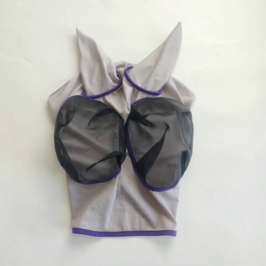Breathable Mesh Horse Fly Mask, Comfortable Summer Anti-Mosquito Head Cover, Horse Riding Protective Gear - Grey - View 1