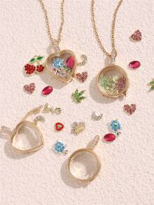 Dây chuyền ảnh tự làm hình trái tim trong suốt, có thể kết hợp tự do với các phụ kiện nhỏ ý nghĩa, phù hợp cho nữ (Không bao gồm hộp). - Nhiều màu - Xem 8