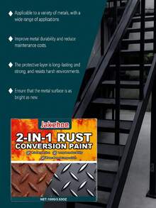 jakehoe 1pc/100g + Brush 2-In-1 Rust Remover Metal Primer, Water-Based Metal Cleaning Anti-Corrosion Rust-Proof Primer, Effectively Prevents Rusting And Extends Metal Lifespan, Forms Protective Layer Quickly With Reduced Drying Time. Excellent Anti-Rust Performance, Durable Protection, Strong Adhesion, High Application Efficiency, Excellent Weather Resistance, Suitable For Various Environments. - Multicolor - View 6