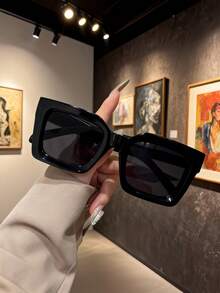 1副女士塑料大框时尚眼镜，适合日常佩戴 - 个性化搭配眼镜 - 黑色 - 查看 7