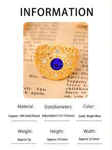 Anel vintage de cobre com zircônia sintética e design geométrico clássico, em tom dourado, joia de luxo para mulheres, perfeito para casamentos, banquetes e celebrações do Ramadã, acessório para todas as estações, joia vintage.