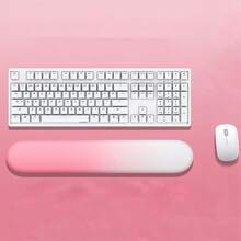 Almohadilla de Reposamuñecas para Teclado con Degradado y Espuma de Memoria - Tela de Seda de Leche Suave, Base de Silicona Antideslizante, Soporte Ergonómico para Escribir en Computadora de Escritorio - Multicolor - Ver 14