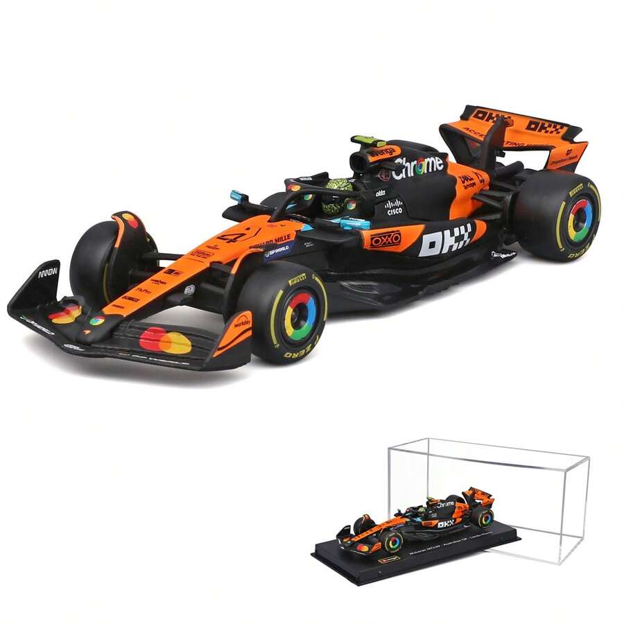 Burago 1:43 Scale F1 McLaren F1 MCL39 2025 #4 Lando Norris With Base And Display Case - #4 MCL39 W/Helmet - View 1