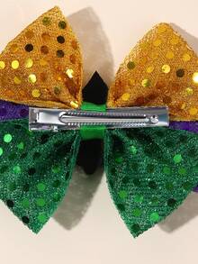 2个闪亮狂欢节发夹，紫色、绿色、黄色，适合女孩，可用于狂欢节庆典、马戏团嘉年华、服装派对等场合，闪亮蝴蝶结鳄鱼夹，青少年嘉年华发饰 - 彩色 - 查看 5