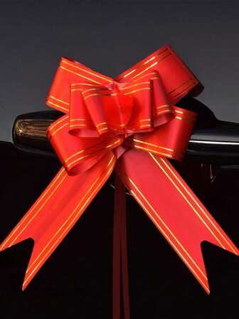 Ribbon Bows For Gift Packaging, Large Bow Ribbons For Gift Baskets, Wine Bottle Decor, Satin Ribbons And Pompoms For Wedding, Party, Birthday Decoration