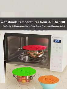 Set de 5 tapas de silicona para tazones - Resistentes al calor, cubiertas de sellado reutilizables con succión para tazones, tazas, platos, ollas, sartenes - Protector contra salpicaduras de microondas, esencial de cocina - Multicolor - Ver 11
