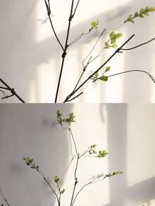 1支人造榕树枝，仿真桉树枝，47.2英寸仿真绿植枝，触感逼真，适用于办公室、家居、婚礼等场合的花瓶填充装饰 - 彩色 - 查看 6