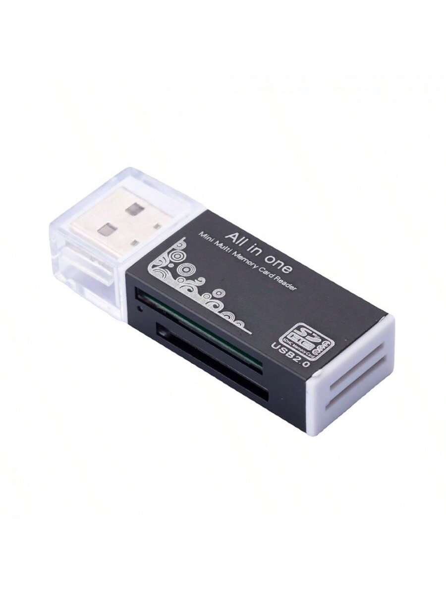 Color negro. Lector de tarjetas SD externo USB 2.0 Type-C 5 en 1 compatible con tarjetas MS Duo, Micro MS (M2) y CF.