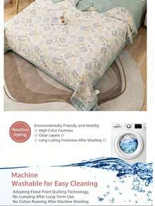 1 chiếc chăn bông 100% cotton nhẹ, thoáng khí, dùng được cả bốn mùa, phù hợp cho phòng ngủ và ký túc xá. - Bóng hoa và những khuôn mặt sáng - Màu xanh lá cây - Xem 5