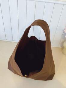 棕色超大号单肩包 - 柔软皮革慵懒手提包，适合日常休闲斜挎 棕色超大号单肩包 柔软皮革慵懒手提包 休闲日常斜挎包 大容量单肩包 慵懒肩包 棕色柔软皮革包 超大号休闲单肩包 - 咖啡 - 查看 4