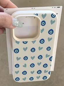 1 pieza Funda protectora de teléfono de TPU a prueba de golpes con patrón de ojo de corazón azul compatible con iPhone 17 16 15 14 13 12 11 Pro Max, A55/54/53/52/51, S25/24/23/22/21 Series, versión internacional, no la versión nacional - Multicolor - Ver 2