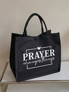 女士时尚“Pray”字母印花手提包套装，包含手拿包和拉链小袋，多功能女士包，派对/节日礼物，时尚手提包和化妆包套装，印花“Pray”字母手提包，适合婚礼、生日、海滩和度假等场合。 - 彩色 - 查看 12