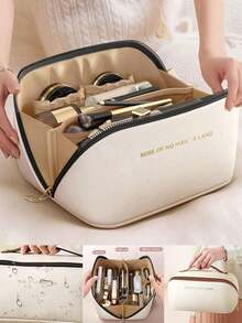 1pc Customized Letter A-Z Waterproof Makeup Bag, Multi-Functional Travel Toiletry Organizer, Large Capacity Cosmetic Storage Pouch, Bathroom Waterproof Organizer Bag, Suitable For Rings, Necklaces, Earrings, Brooches, Watches, Bracelets, Lipsticks, Eyeshadow Palettes, Contact Lenses, Bedroom Decor And Outdoor Travel Essentials - Multicolor - View 9