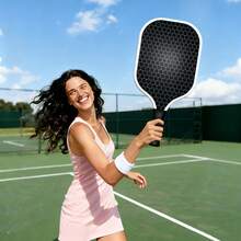 1 Set Raqueta de Pickleball con Patrón de Panal, Paleta de Pickleball de Fibra de Vidrio, Raqueta Deportiva de Playa - Negro - Ver 7