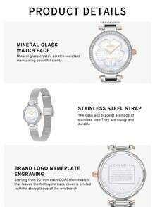 Coach Park Mother of Pearl Dial Silver Mesh Bracelet Watch for Women - 銀色 - 查看 6
