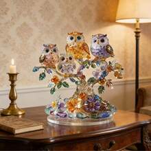 1个水晶猫头鹰摆件，彩色亚克力材质，2D打印，情人节送给朋友的完美礼物，理想的家居和办公桌装饰品，猫头鹰家居装饰 - 彩色 - 查看 1