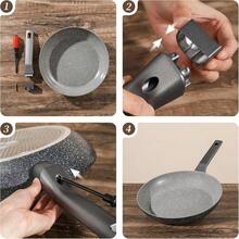 MSMK 28cm Nonstick Frying Pan Grey Ceramic Induction Frying Pan Free Cookware Scratch-Resistant And Durable Skillet Suitable For Induction Gas And Electric Hobs - GrayNoLid - View 7