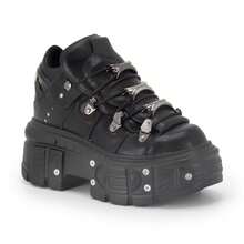 Fashion Women's Flat Platform Ankle Boots Black Punk Style High Heels Round Toe Thick Sole Rock Booties Metal Decor Y2k Gothic Halloween Sports Shoes Shorts - 黑色 - 查看 20